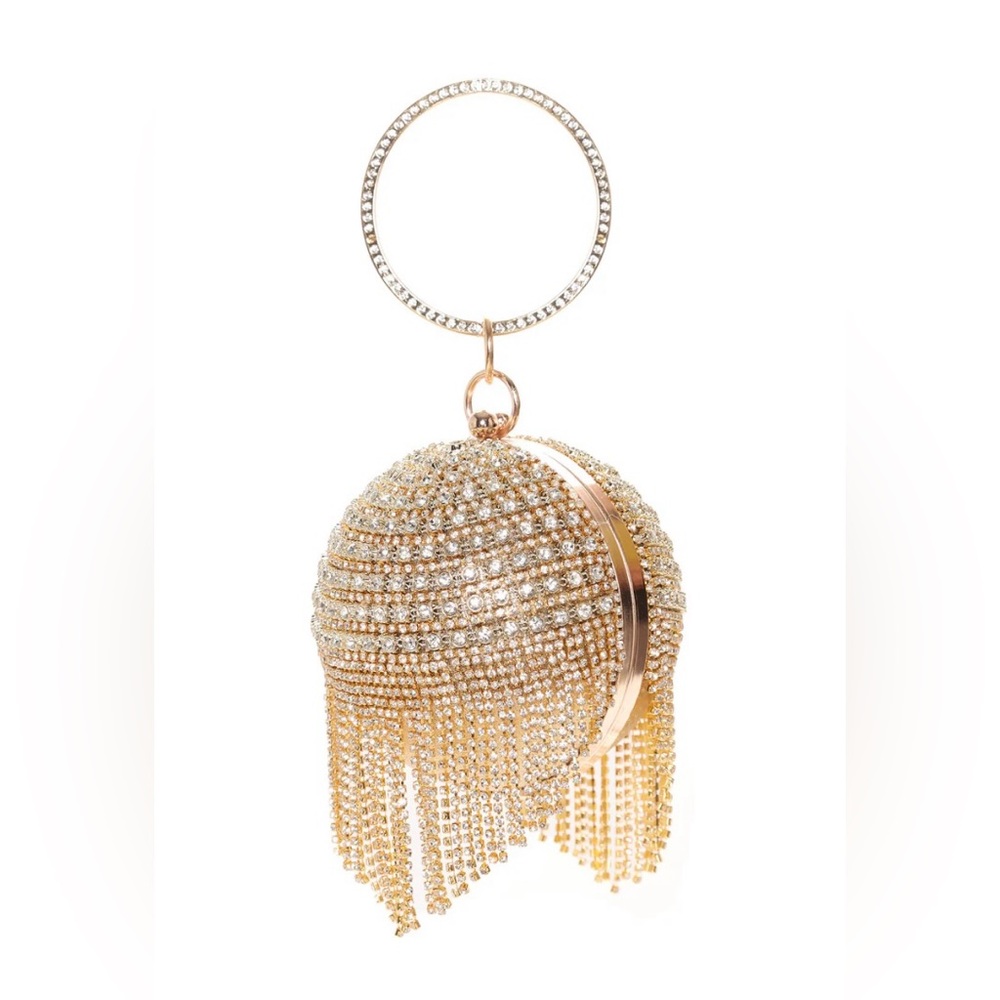NWT. Time To Shine Rhinestone Clutch - Gold.